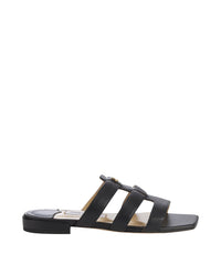 Leni flat sandals in leather - Black
