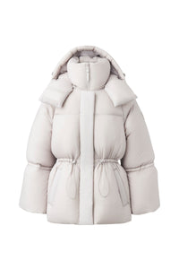 Doudoune courte Leone à capuche avec cordon de serrage - Light Grey
