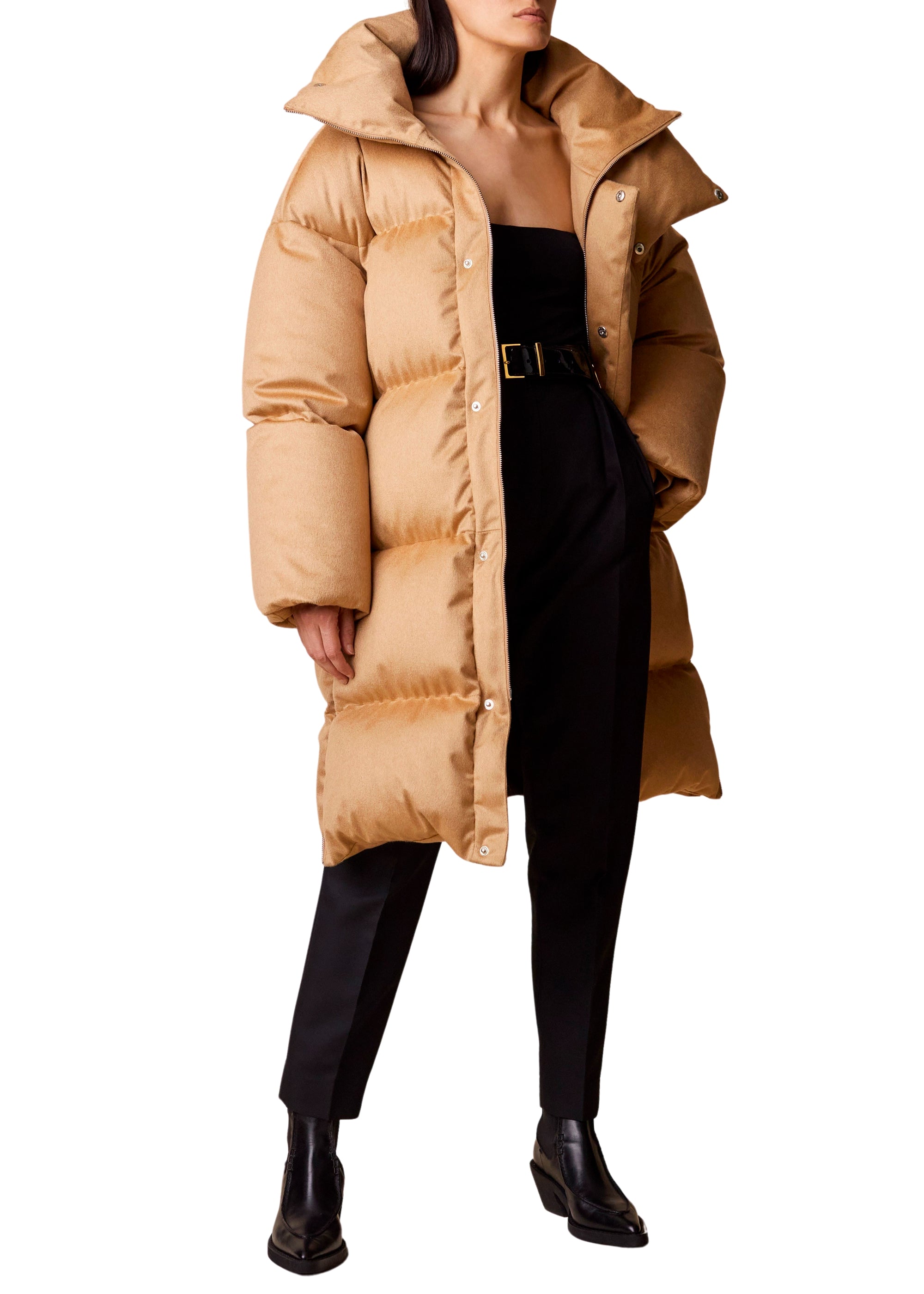 Leo puffer coat in cashmere - Caramel