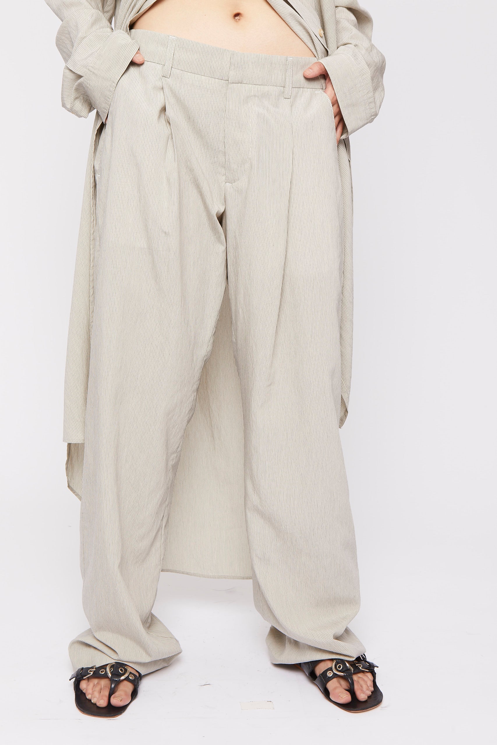 Pantalon Less à pinces - Ecru & Black