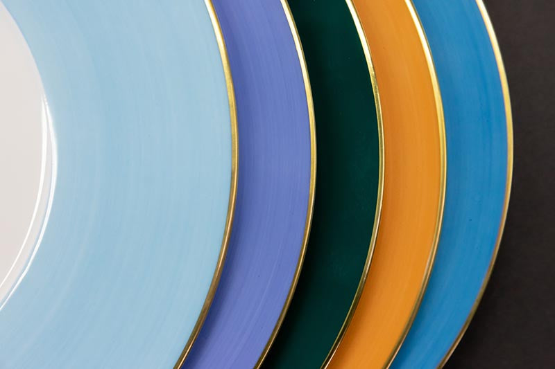 Coffret de 6 Assiettes à pain Lexington filet or - Emeraude