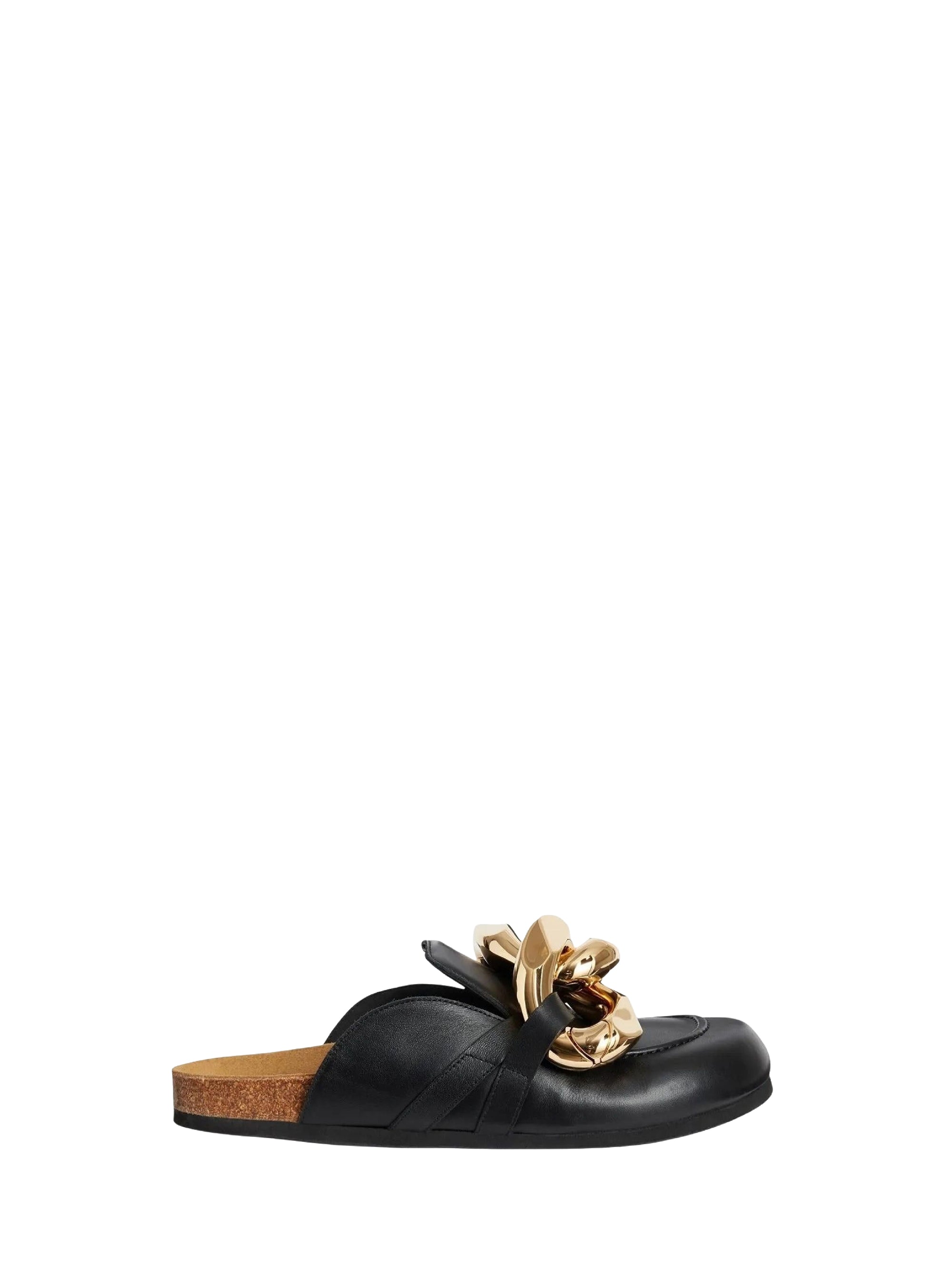 Mules à chaîne en cuir - Black