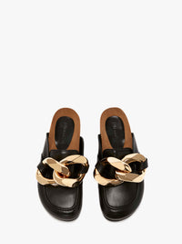 Mules à chaîne en cuir - Black
