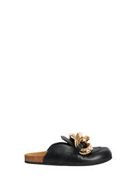 Mules à chaîne en cuir - Black