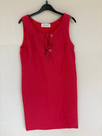 Robe lin ss mc decollete oeill - Rose Foncé