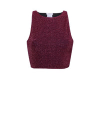 Top court sans manches à paillettes - Dark Fucsia