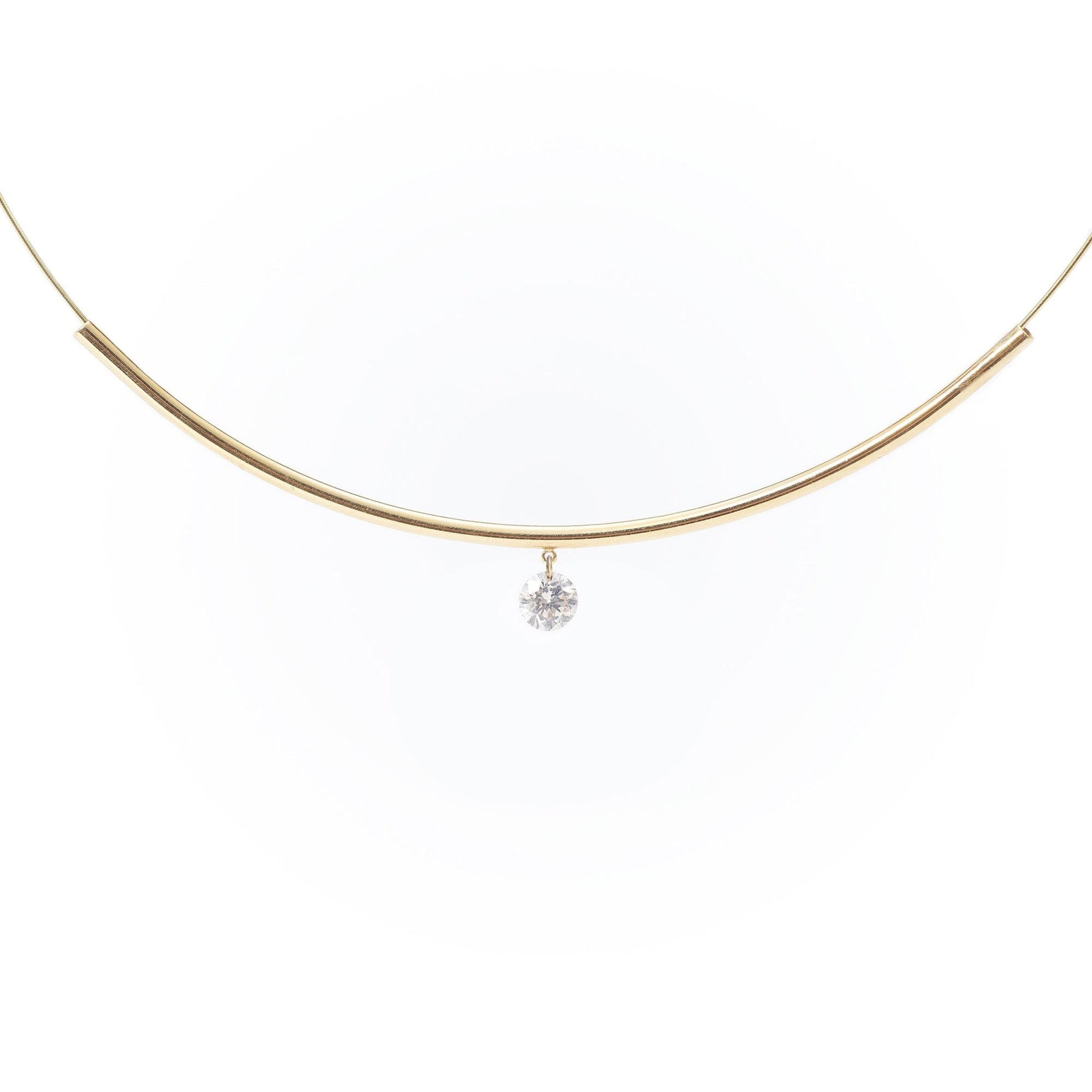 1qty RELIQUAT 2890€/ QTY IN : 1-QTY OUT : 0- ST : 0% // Collier rigide 1 diamant or jaune-Jaune