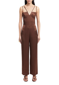 Liato satin jumpsuit - Chocolate