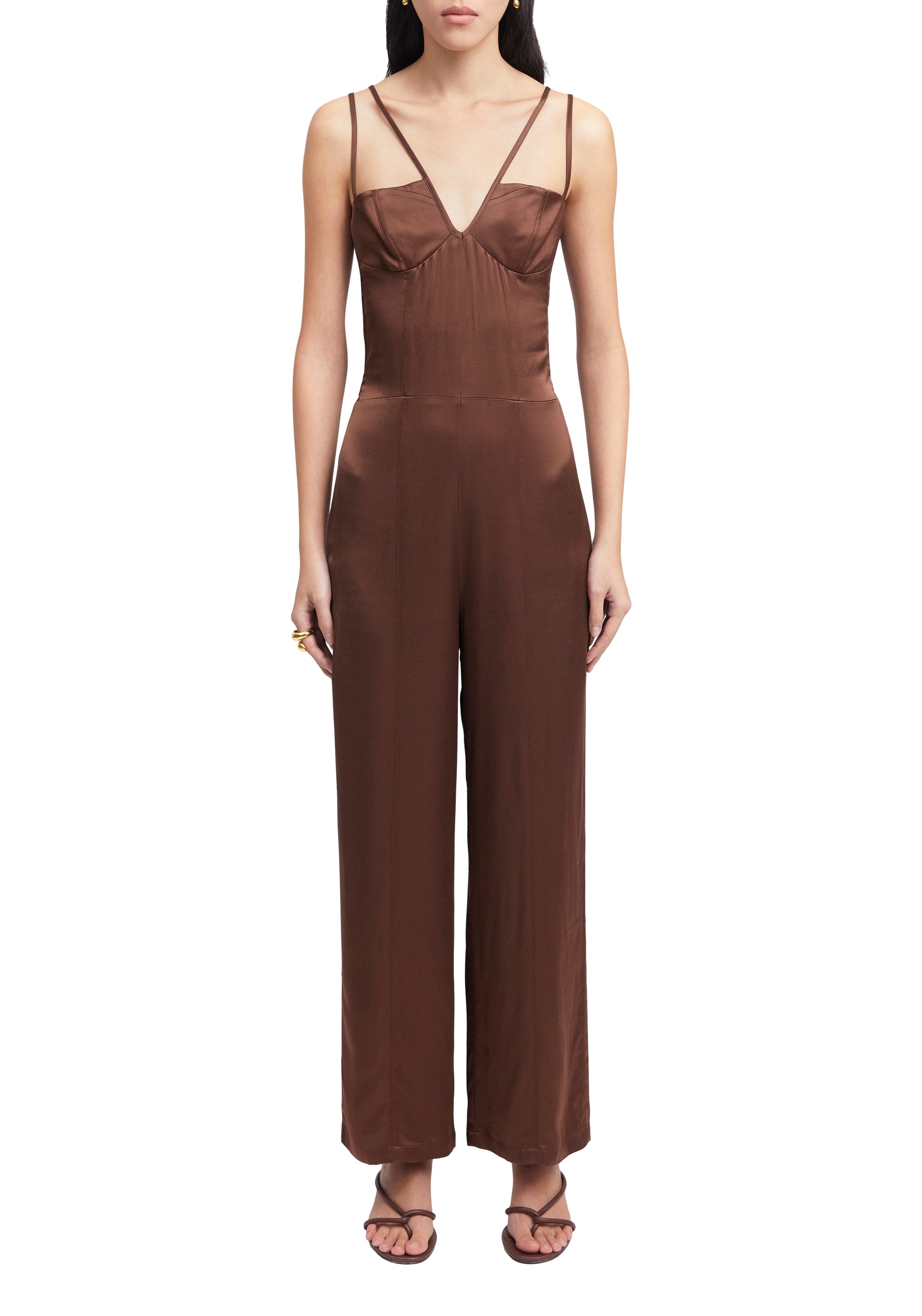 Liato satin jumpsuit - Chocolate