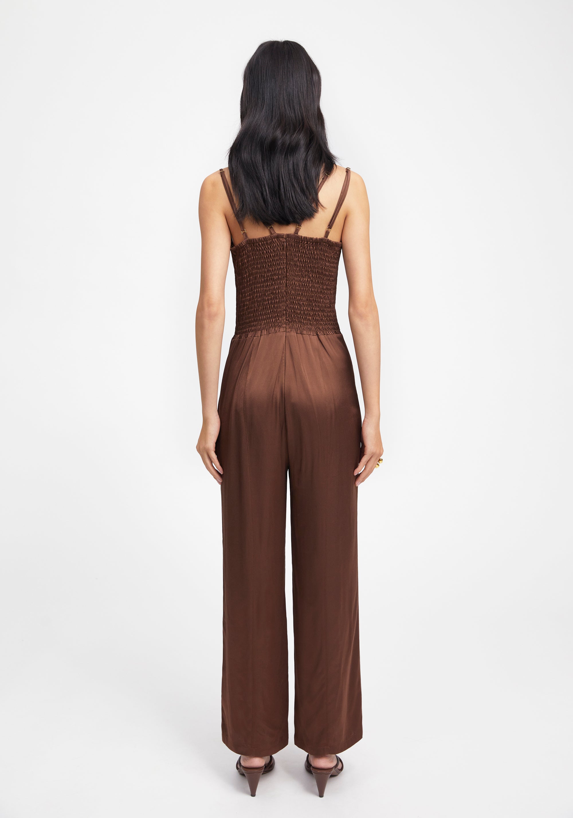 Liato satin jumpsuit - Chocolate