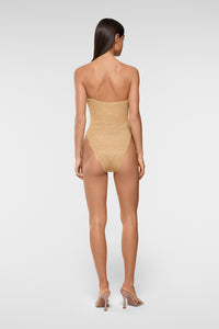 Maillot une pièce asymétrique dentelle Lumière - Gold