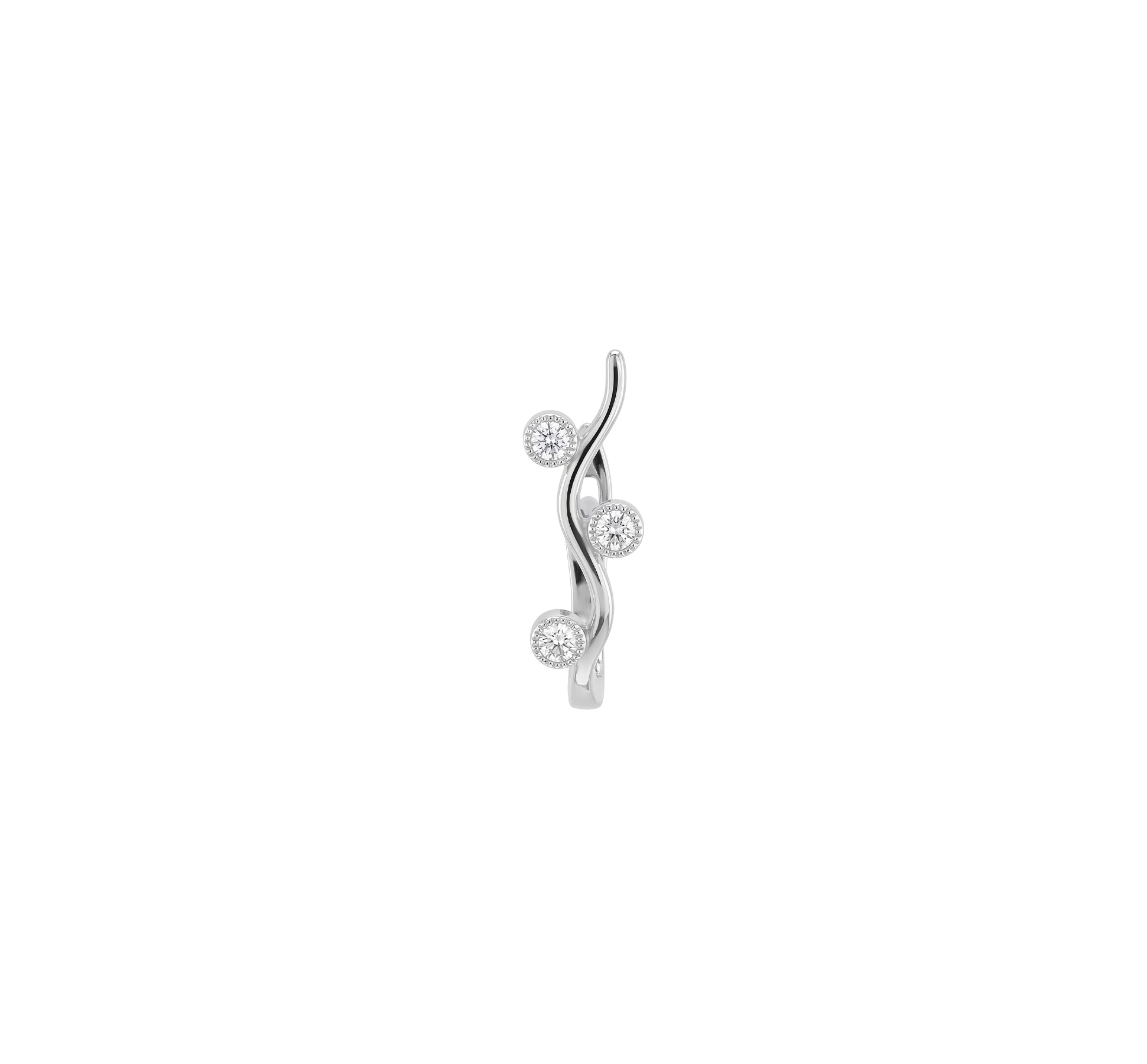 "Life" single-loop hair clip in 18K white gold set with diamonds - White gold
