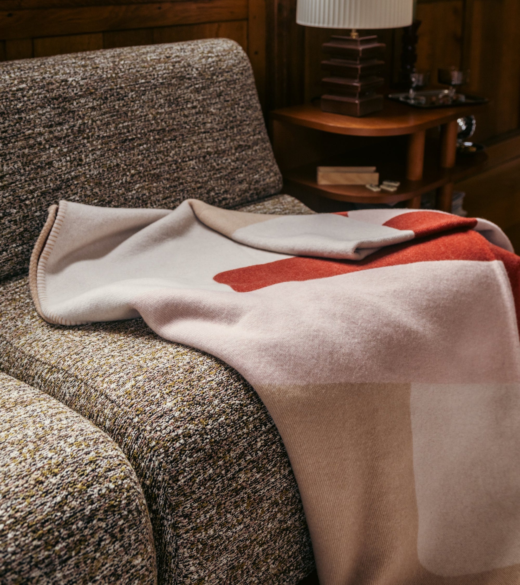 Plaid Roma en laine - Rose Et Beige