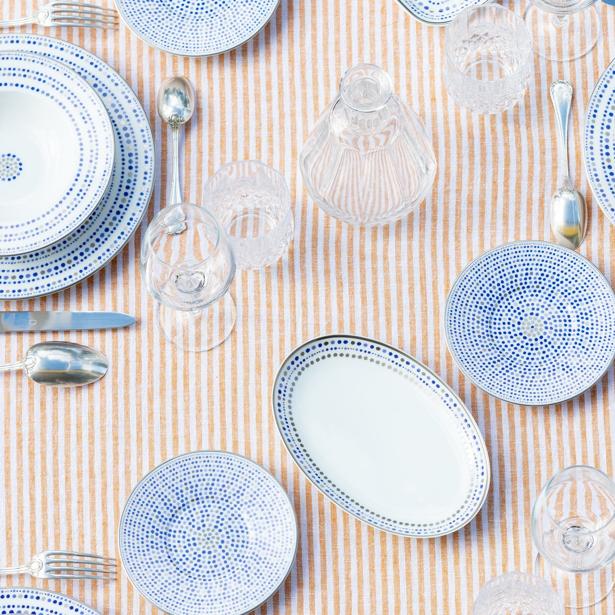 Plat ovale Villa Toscana en porcelaine - Indigo