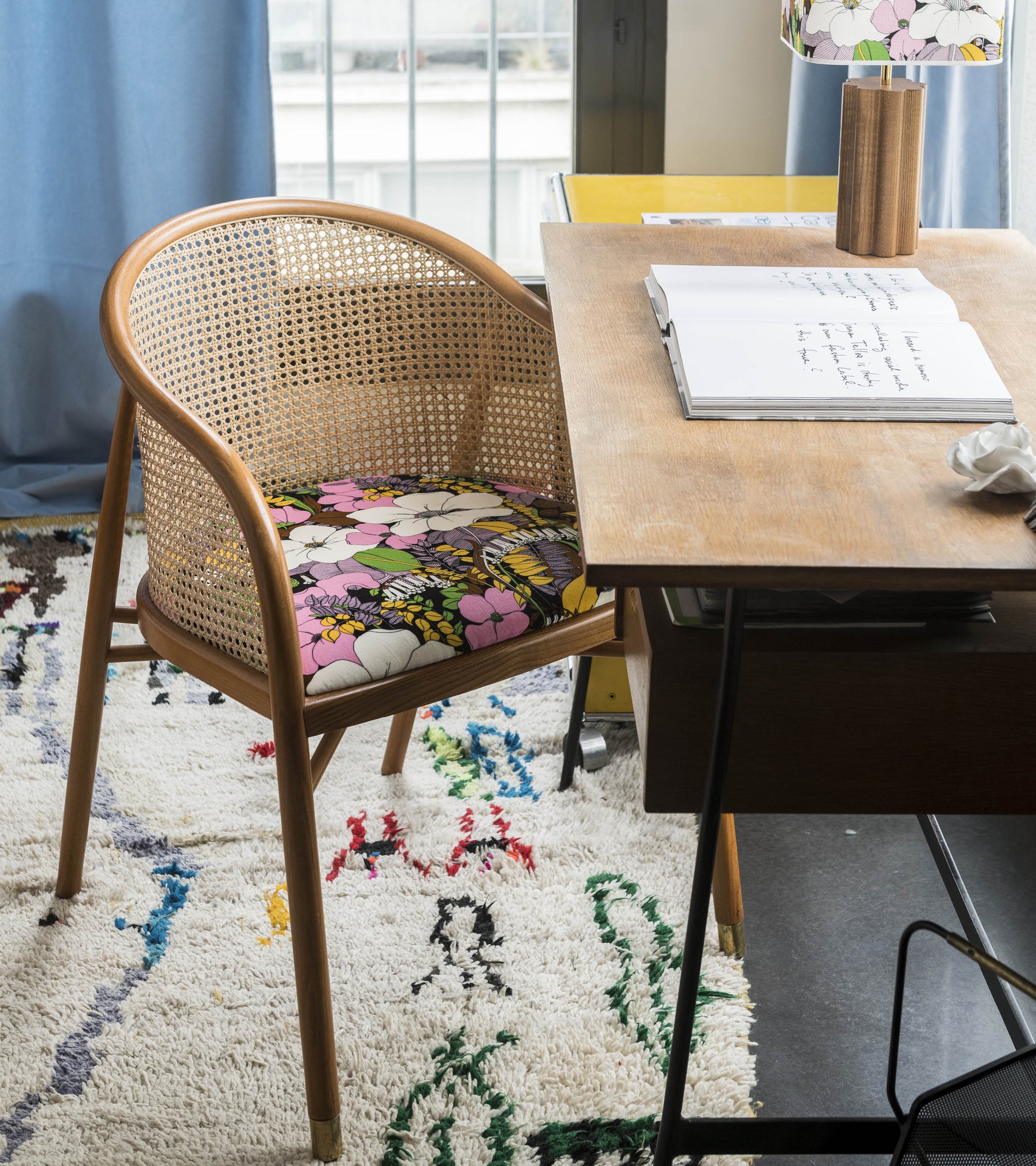 Fauteuil Cavallo en bois et cannage - Multicolore