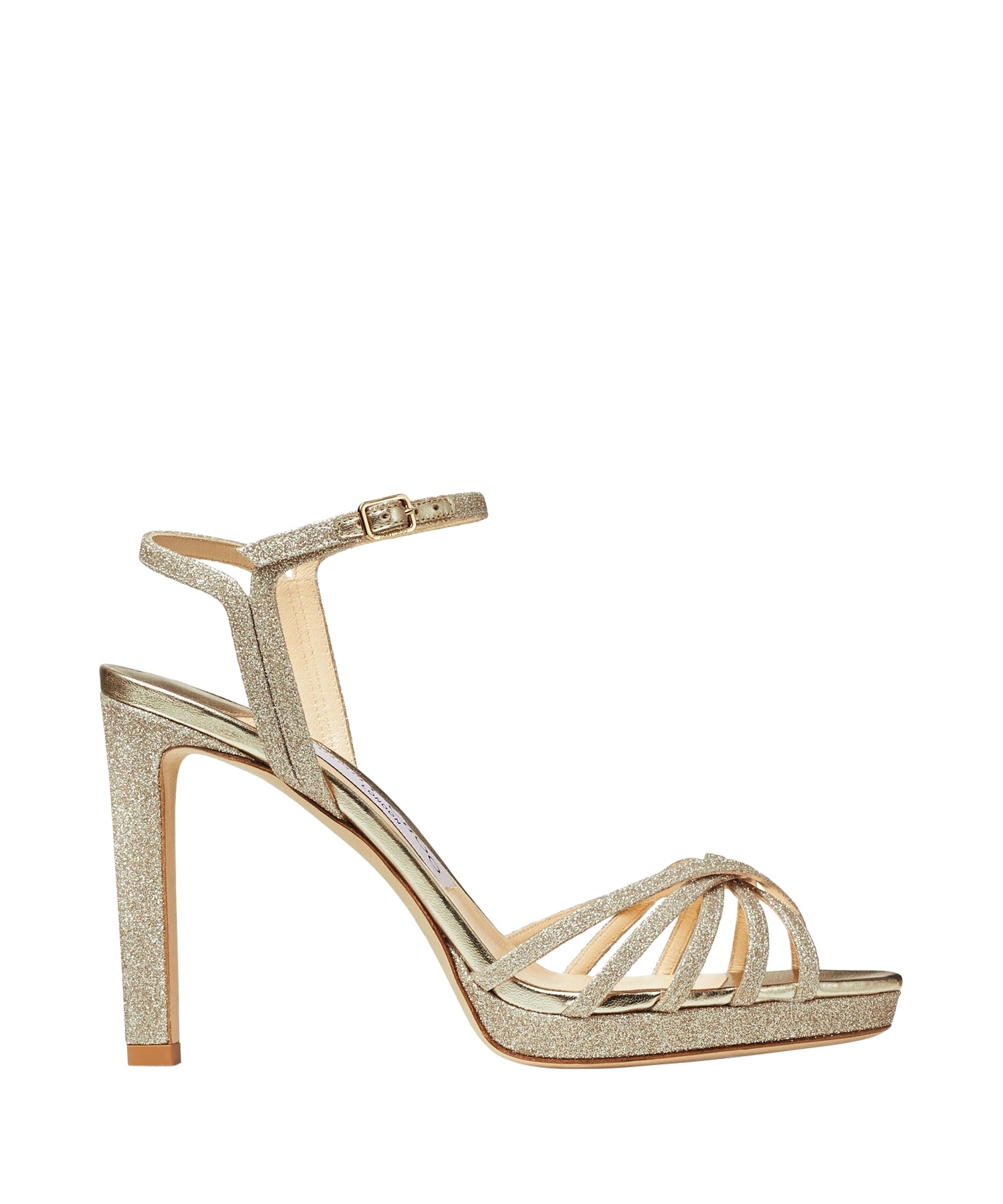 Sandales Lilah 100 à plateforme pailletée - Platinum Ice