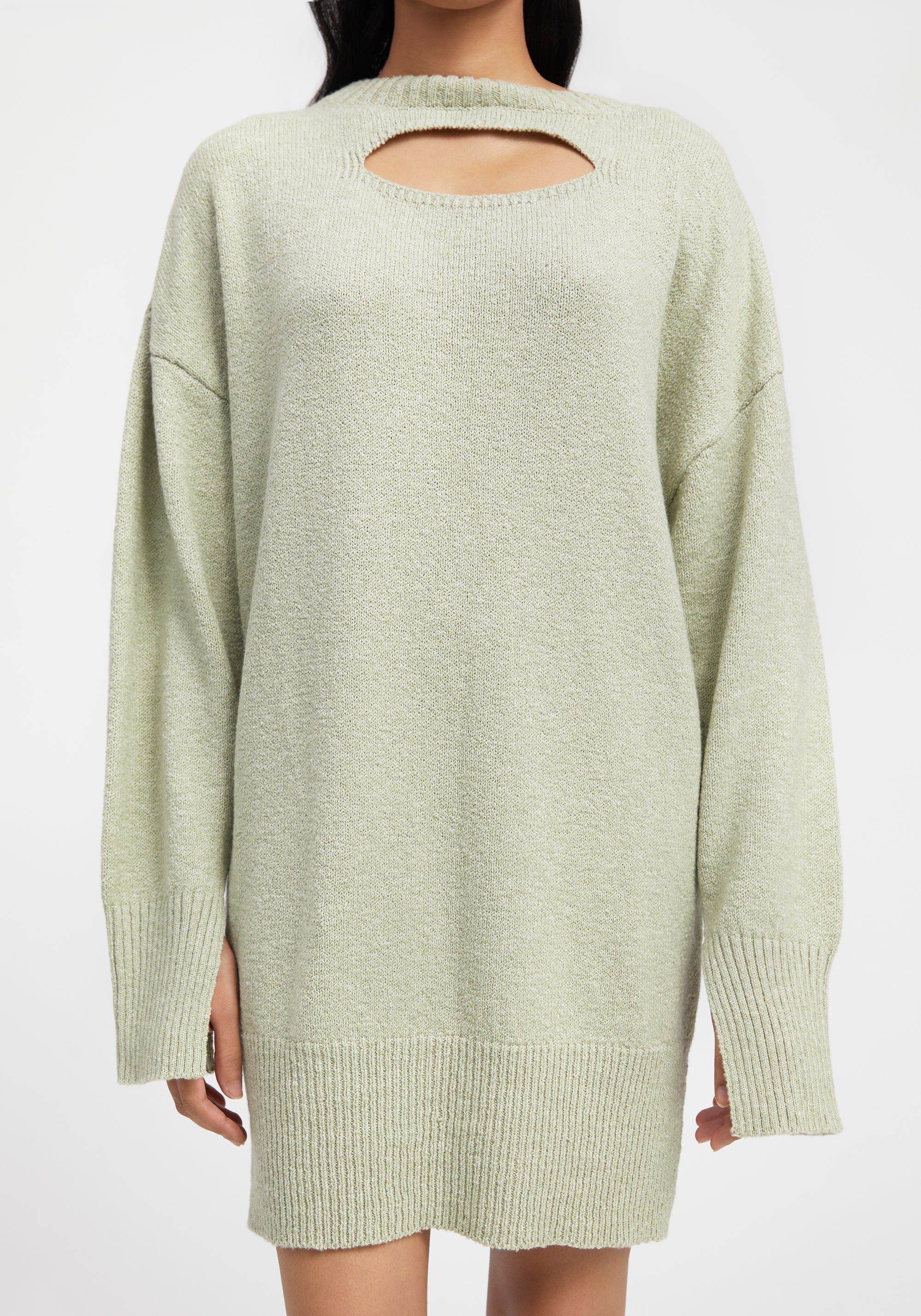 Lilu openwork jumper dress - Sage