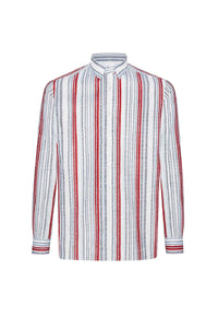 Chemise à rayures verticales en lin - Multicolore