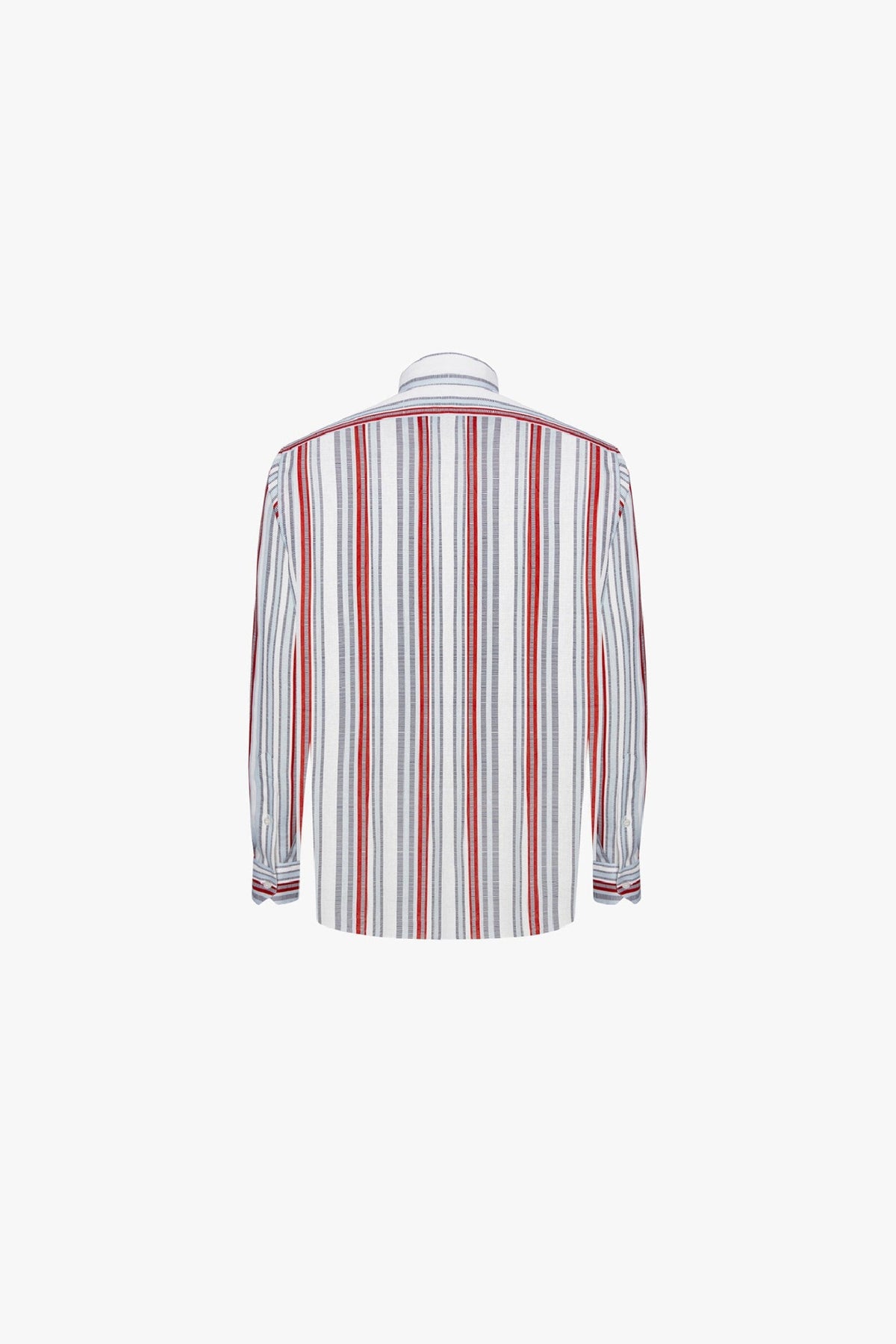 Vertical-striped linen shirt - Multicoloured