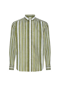 Chemise à rayures texturées en lin - Multicolore