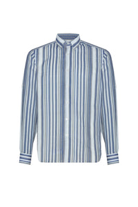 Chemise à rayures verticales en lin - Multicolore