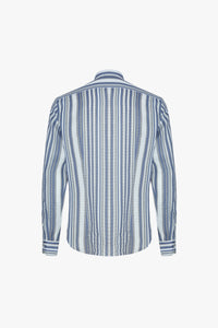 Chemise à rayures verticales en lin - Multicolore
