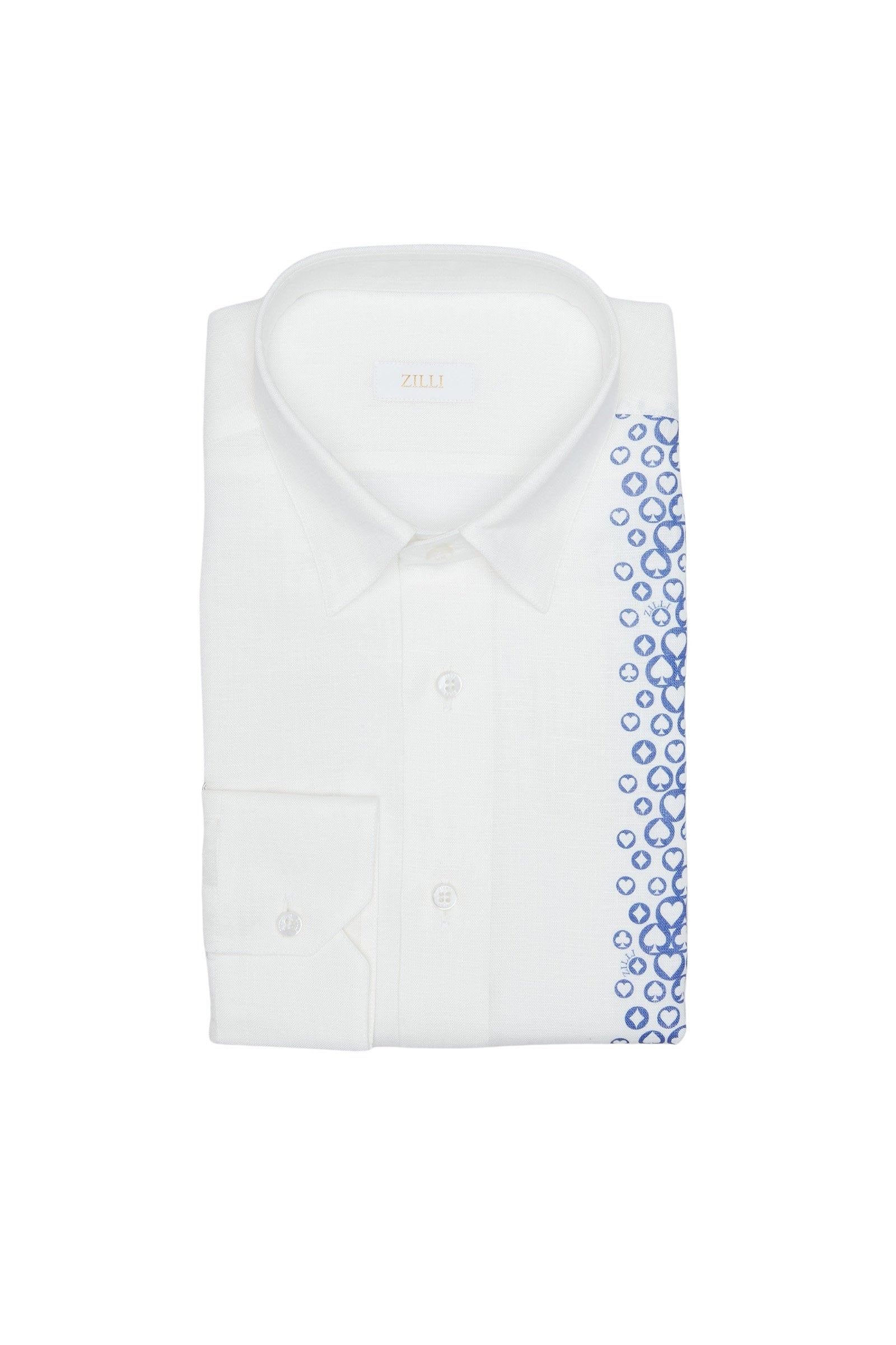 Chemise à motifs en lin - Electric Blue