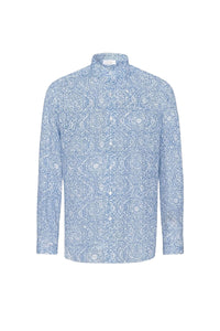 Chemise à motif cachemire en lin - Bleu & Blanc
