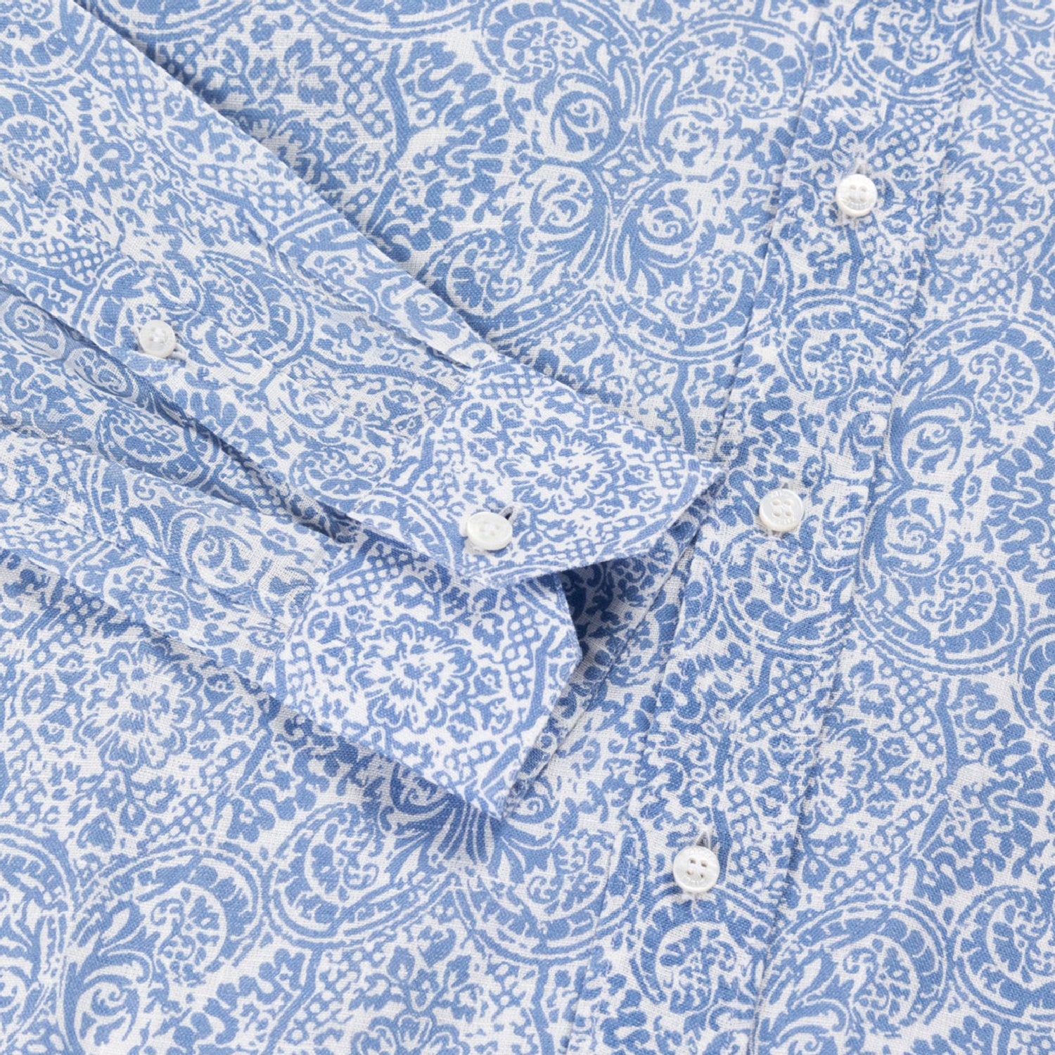Chemise à motif cachemire en lin - Bleu & Blanc