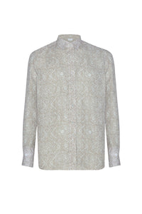 Chemise à motif en lin - Beige & Blanc