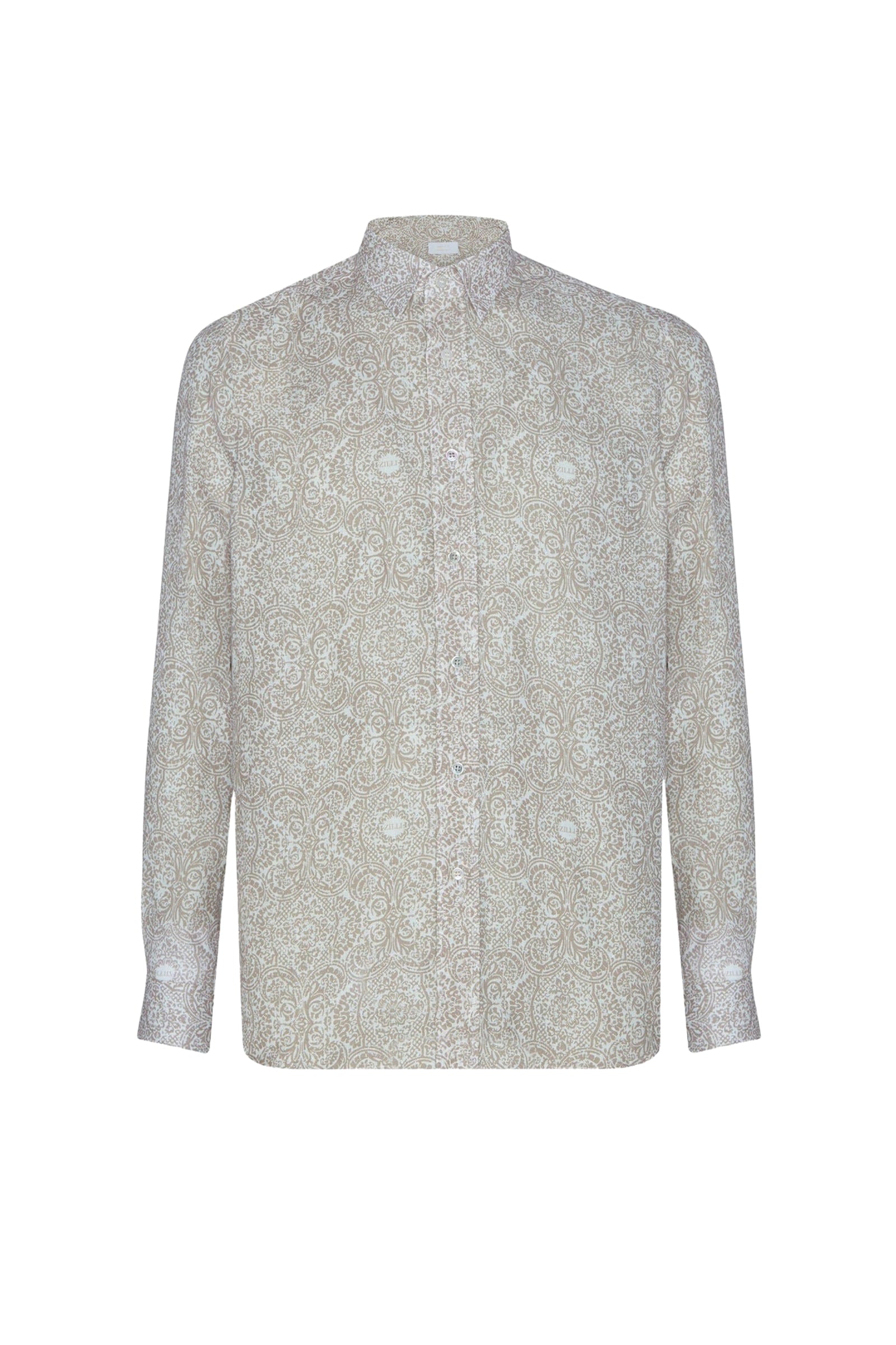 Chemise à motif en lin - Beige & Blanc