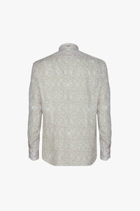 Chemise à motif en lin - Beige & Blanc