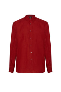 Long-sleeved textured linen shirt - Red
