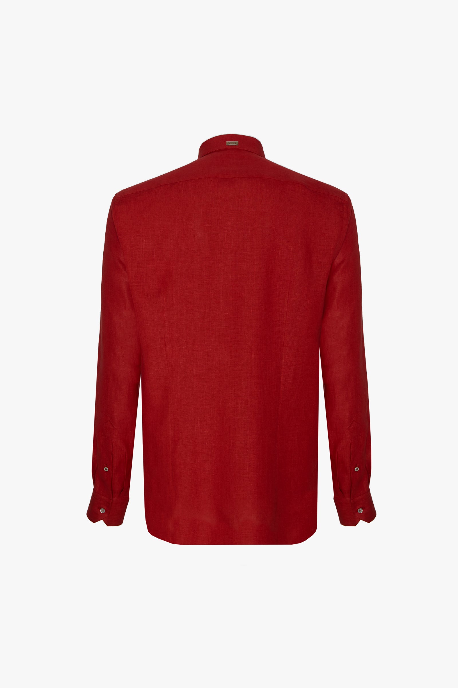 Long-sleeved textured linen shirt - Red