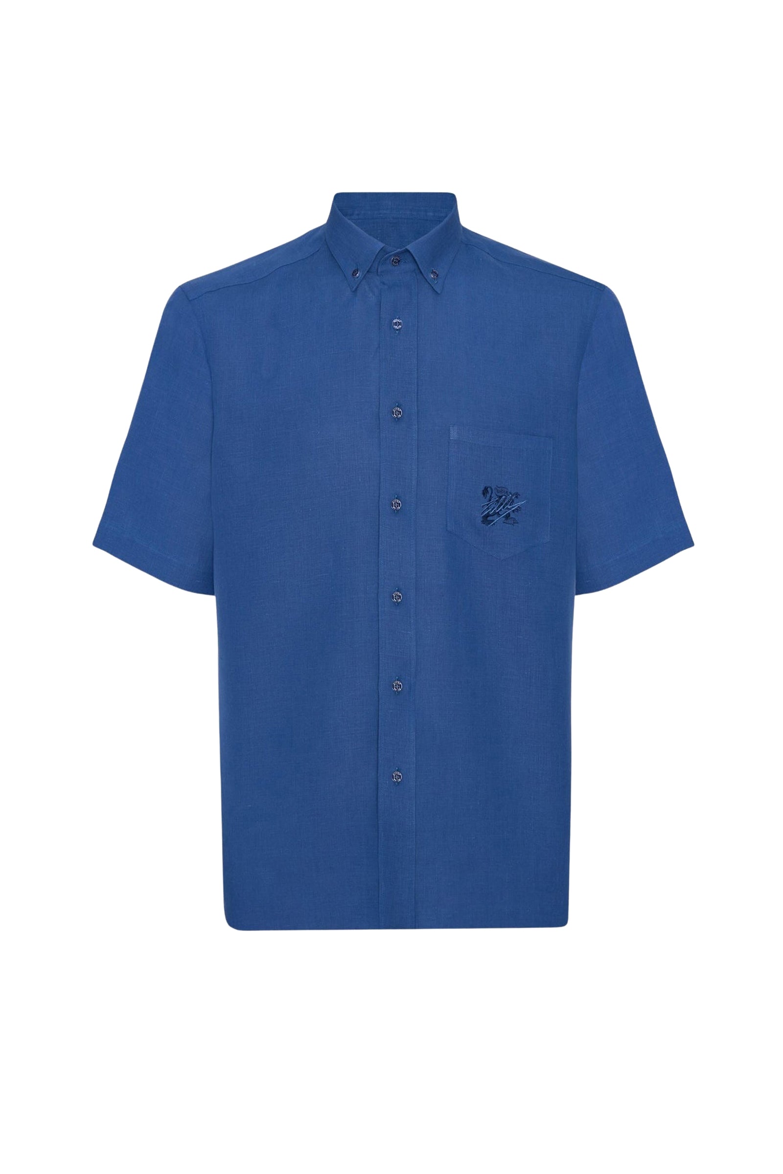 Chemise à broderie ton sur ton en cachemire - Bleu