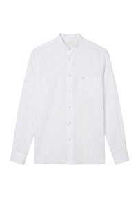 Chemise à col mao en lin - Blanc