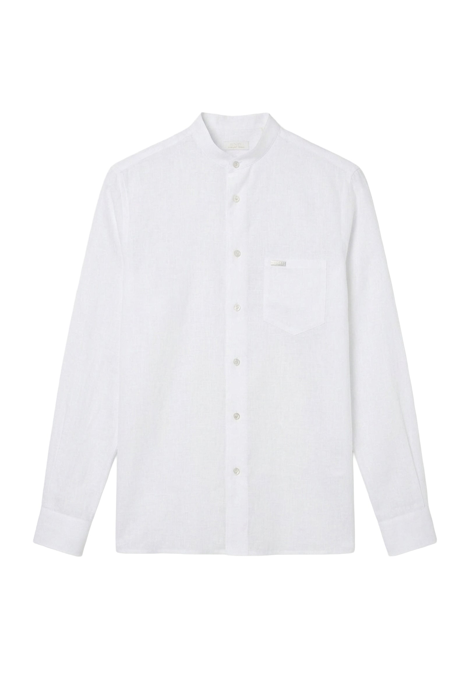 Chemise à col mao en lin - Blanc