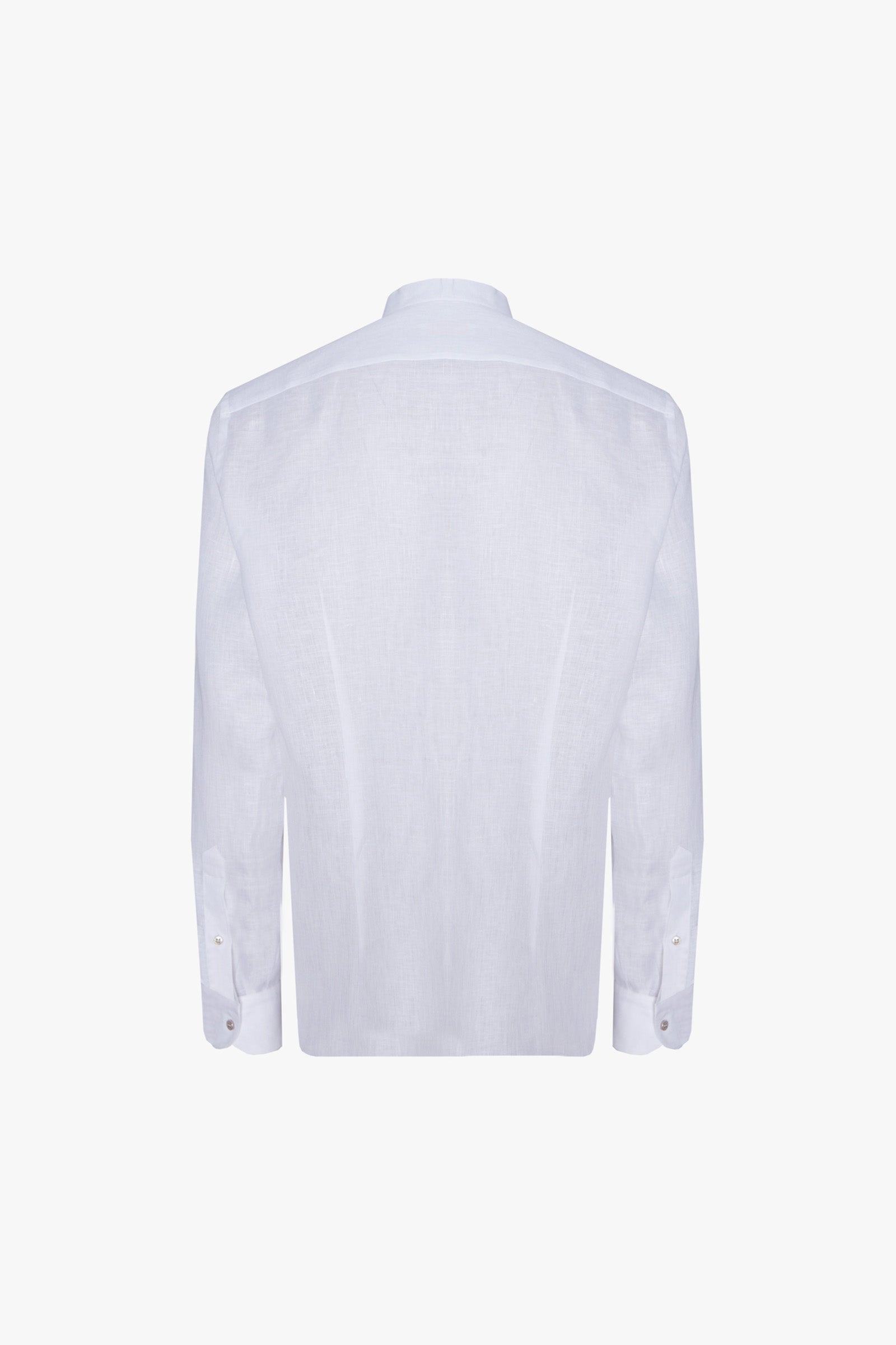 Chemise à col mao en lin - Blanc
