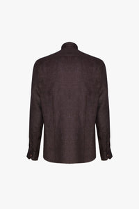 Chemise à broderie en lin - Marron