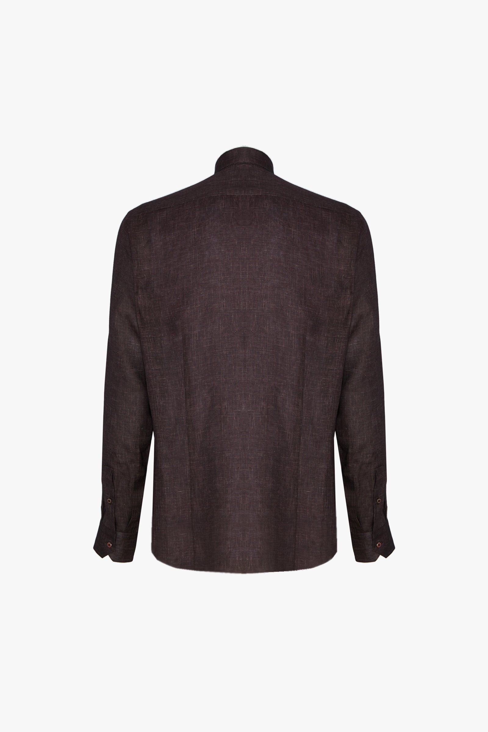 Chemise à broderie en lin - Marron