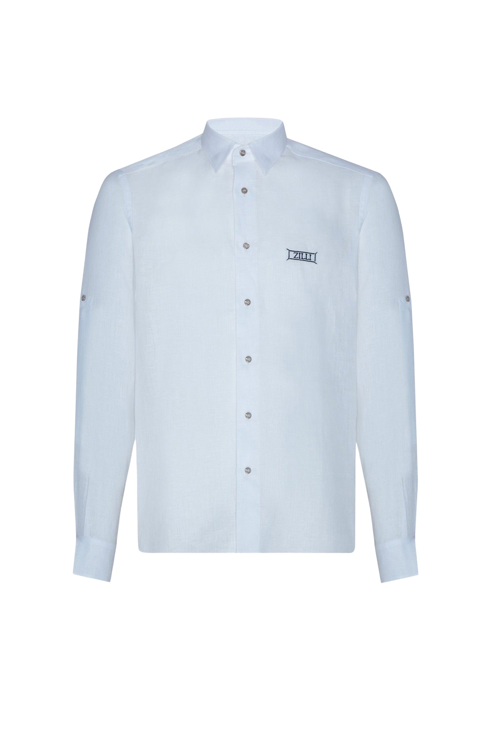 Chemise à broderie en lin - Blanc