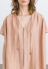 Robe longue Linda ceinturée en lin - Apricot