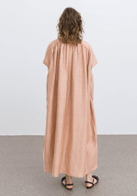 Robe longue Linda ceinturée en lin - Apricot