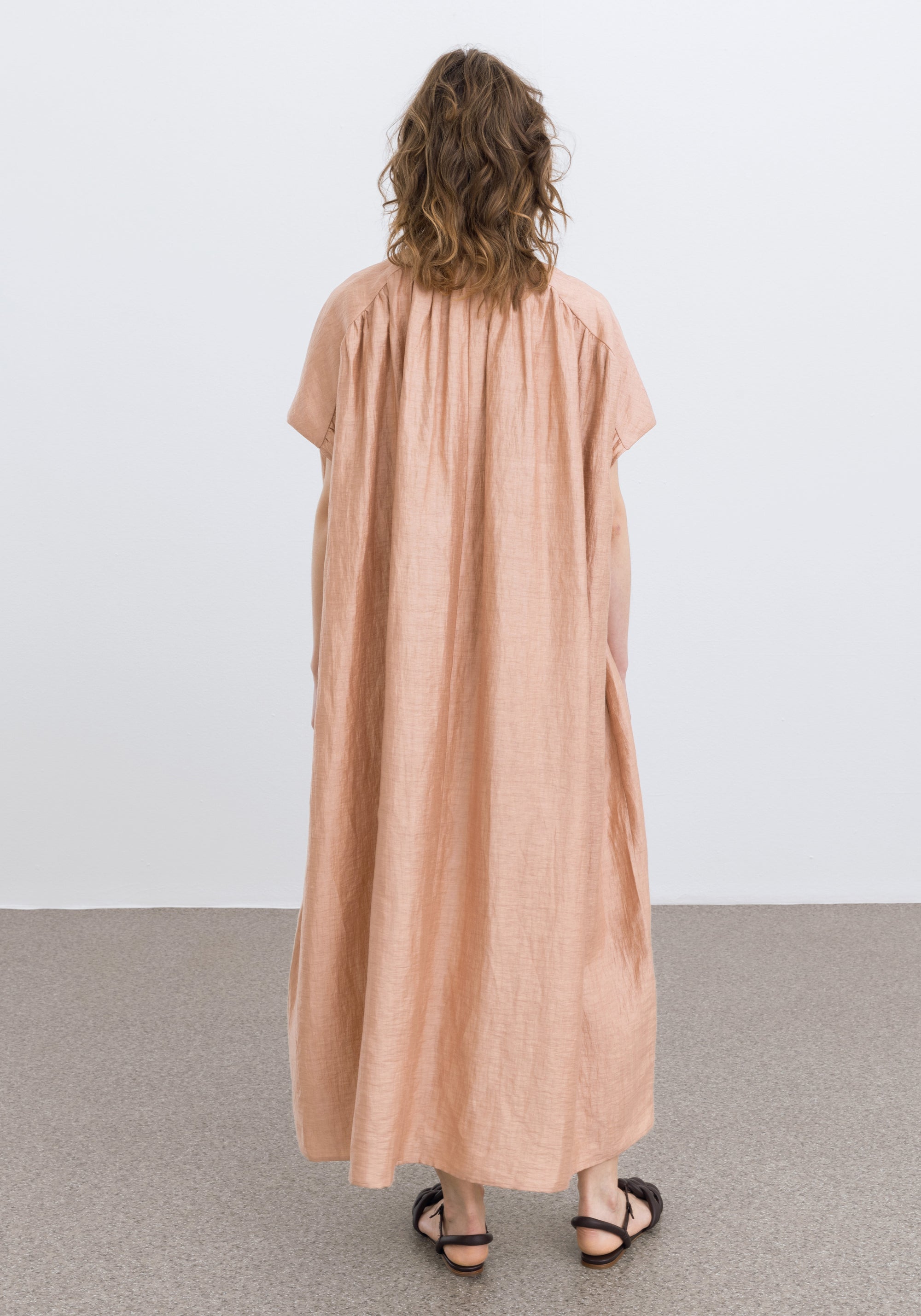 Robe longue Linda ceinturée en lin - Apricot