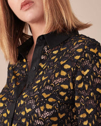 Chemise Lisaya en dentelle à manches longues - Safran