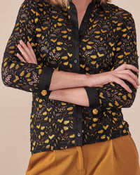 Chemise Lisaya en dentelle à manches longues - Safran