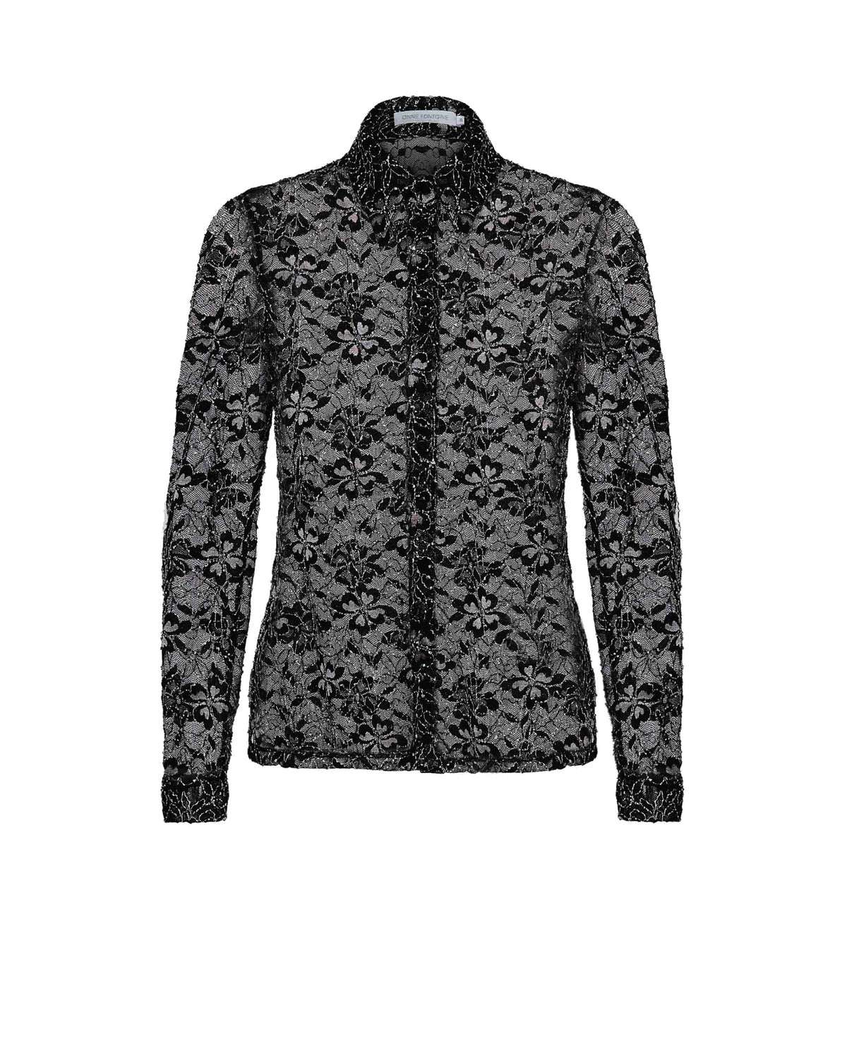 Chemise Lisboa en dentelle à manches longues - Black
