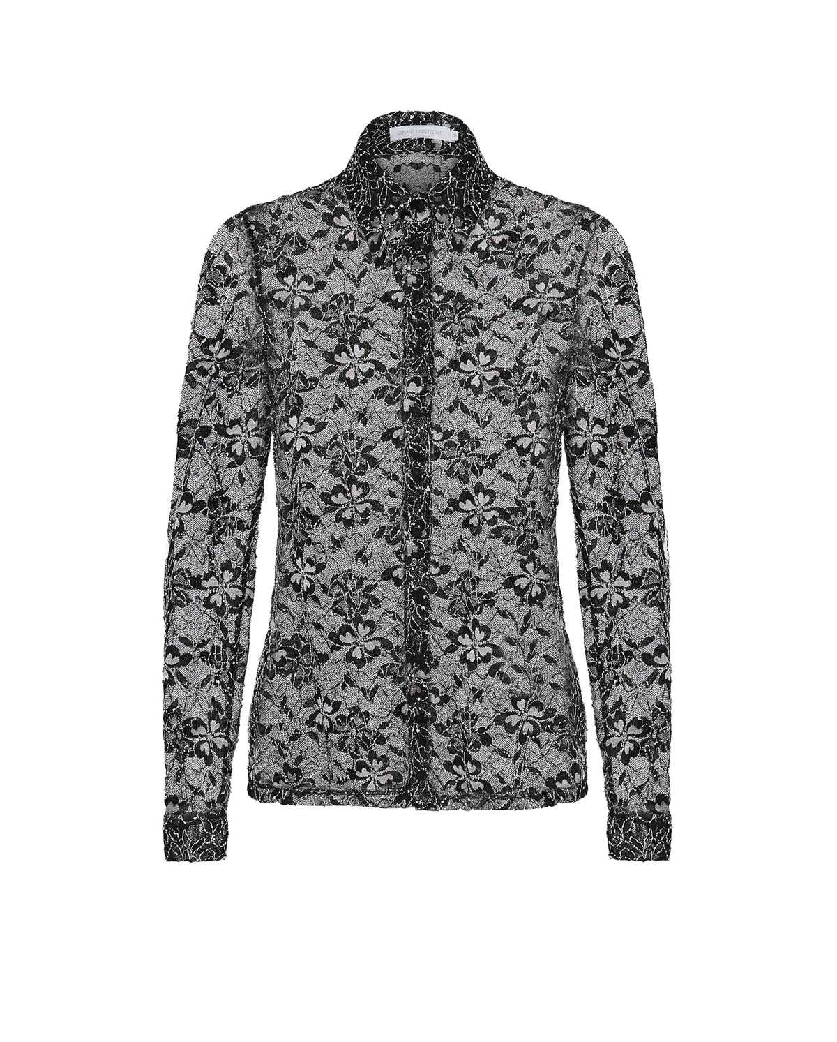 Chemise Lisboa en dentelle à manches longues - Black & White