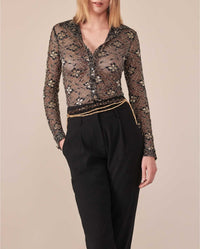 Chemise Lisboa en dentelle à manches longues - Black & White