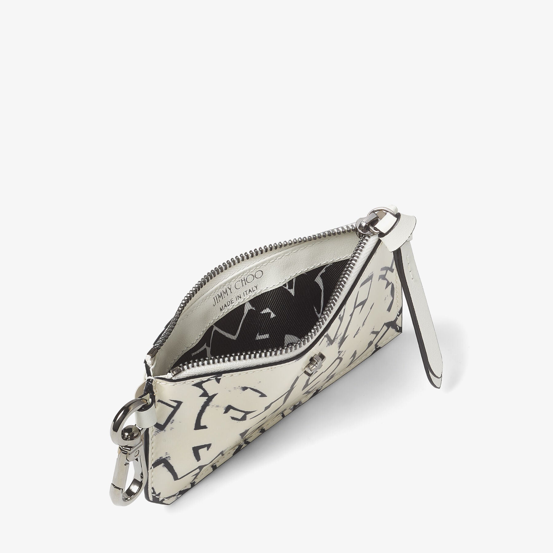 Porte-cartes Lise en cuir verni à imprimé - White & Black
